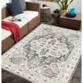 thumbnail image 2 of Vintage Distressed Yellow Grey Washable Wool Oriental Area Rug for Livingroom Bedroom Soft Non-Shedding Tribal Boho Carpet Under Dining Table Office Kitchen Rug 5'x6' Foyer Mat, 2 of 6