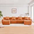 thumbnail image 2 of Orange U-Shaped Cloud Couch with 2 Ottomans, Modern Teddy Fabric Boneless Sectional Sofa in a Box for Living Room, Modular Floor Couch, Deep Seat, No Assembly Required, Sofas para Sala, 2 of 8
