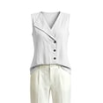 thumbnail image 4 of Women's Cotton Linen Tank Tops V Neck Sleeveless Blouse 2026 Summer Casual Button down Collared Vest Shirts by Yigetop White S, 4 of 8
