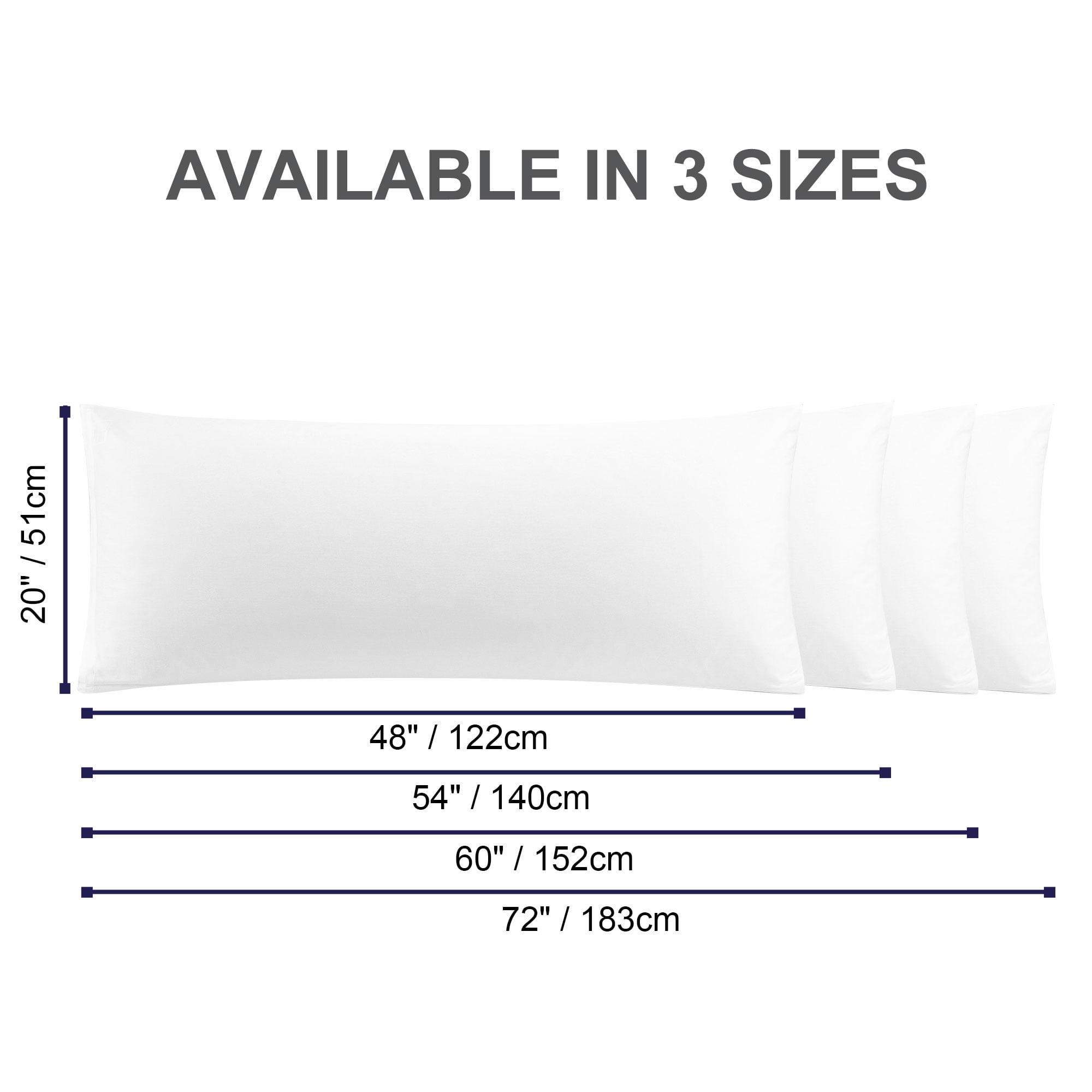 Unique Bargains Cotton Zipper Closure Breathable Body Pillowcase White 20"x54"