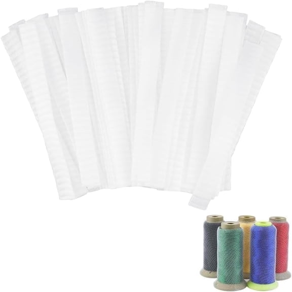 100Pcs Sewing Thread Net Cosmetic Brush Protective Nets Mesh Spool Saver Huggers for Different Sizes of Sewing Quilting Winding Embroidery Machines White 4.33x0.39inch