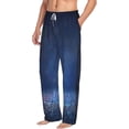 thumbnail image 3 of Kdxio Retro Blue Glitter Print Men's Sleep Pajama Pant Lounge Pants with Pockets, 3 of 8