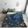 thumbnail image 5 of Honeii Underwater Dolphin Print Fleece Blanket - Throw Blanket for Bed, Sofa, Couch, Camping, and Travel , Microplush Ultra Soft Warm Blanket-40"x30", 5 of 7