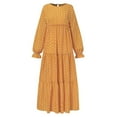 thumbnail image 4 of Women Bohemian Polka Dot Print Dress Long Sleeves Prayer Clothes, 4 of 6