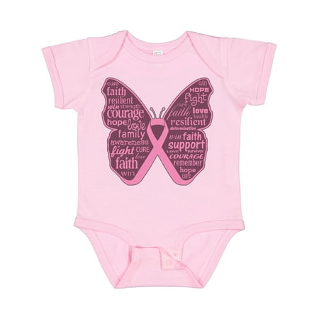 

Inktastic Breast Cancer Butterfly Collage of Words Gift Baby Girl Bodysuit