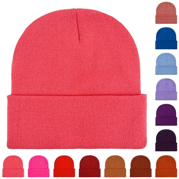 Unisex Ribbed Knit Beanie Stretch Warm Winter Hat for Cold Weather Activities