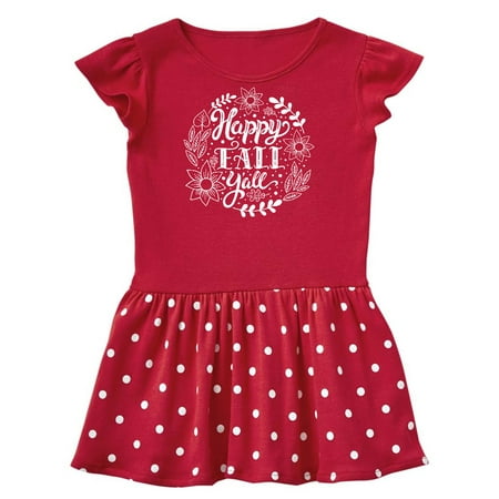 

Inktastic Happy Fall Y all with Wreath Leaves and Laurels Gift Toddler Girl Dress