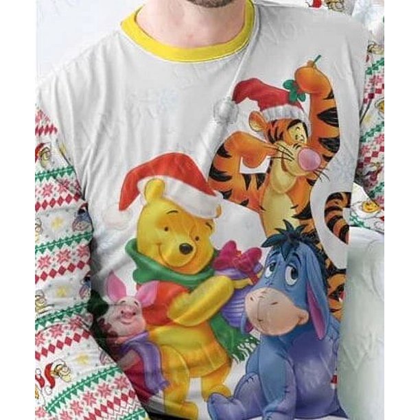 Disney-Conjunto de pijamas con estampado 3D de Winnie the Pooh para padres e hijos, traje de alta calidad para Navidad, 2022