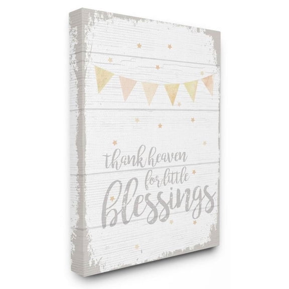 The Kids Room by Stupell Thank Heaven Blessing Yellow Kids Word Design Canvas Wall Art by Daphne Polselli