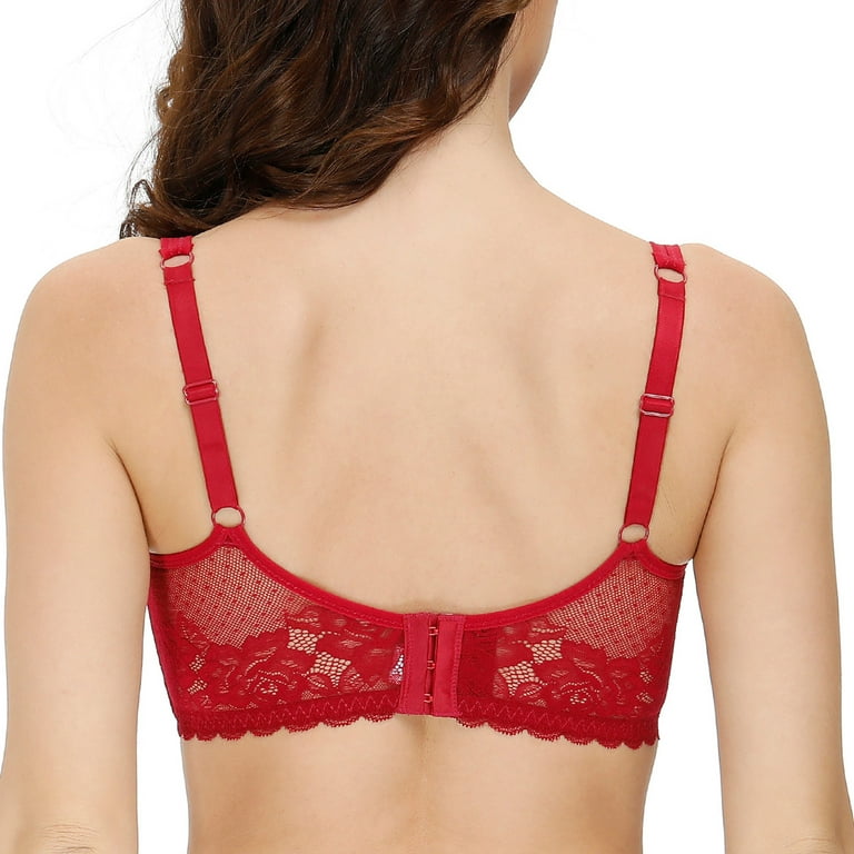 YANDW New Bras For Women Lace Bralette Y-line Underwire Underwear Sexy  Lingerie Big Plus Size 32 34 36 38 40 42 44 A B C D DD