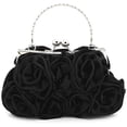 thumbnail image 1 of Bolso de noche de satén con flores para mujer, bolsos de boda, regalo para mamá, bolsos de moda para novia en fiesta de noche, negro oso de fresa Juguete, 1 of 5