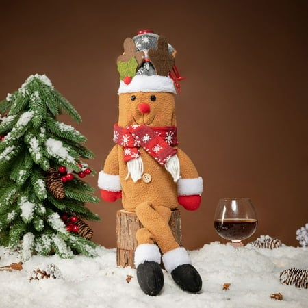 

Shuttle tree Christmas Wine Bottle Cover Snowman Santa Claus Reindeer Wine Decoration Gift Bag for Party