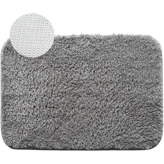 GFJASH-Microfiber 20''x30'' Bath Rug 1 Piece with PVC Non-Slip Backing Bath Mat Set,Machine Washable Water Absorb Bathroom Rug Set,Grey