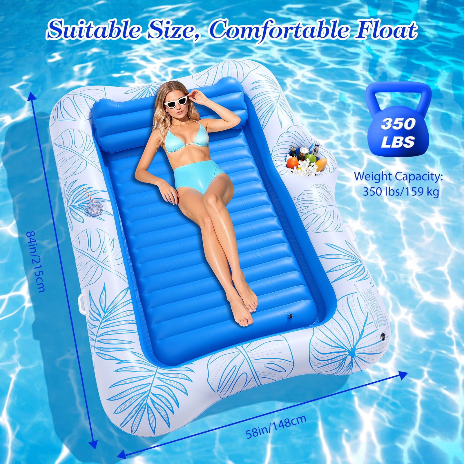 MoKo Inflatable Tanning Pool Floats Adult, Water Filled Tanning Bed Inflatable Lounger Pool Raft Toys Blow Up Pool for Backyard Lake Beach