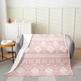 thumbnail image 2 of Erosebridal Bohemian Aztec Flannel Blanket 50x60, Tribal Geometric Pattern Sherpa Throw, Pink, 2 of 7