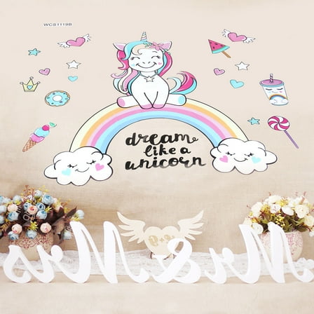 Pretyzoom Wall Decor Stickers Unicorn Theme Assorted Color for Living Room 1Pack