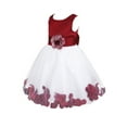 thumbnail image 2 of LiiYii Kids Girls Sleeveless Bowknot Petals Party Gowns Wedding Junior Bridesmaid Dress Flower Girl Dress Burgundy 8, 2 of 9