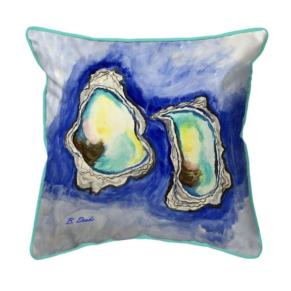 Betsy Drake Interiors Aqua Oysters Small Indoor/Outdoor Pillow 12x12