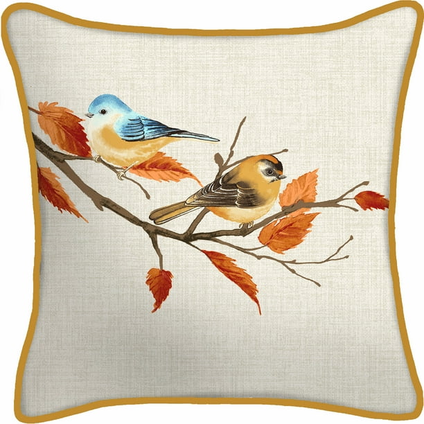 Mainstays 16" Reversible Outdoor Harvest Bird Throw Pillow with Welt