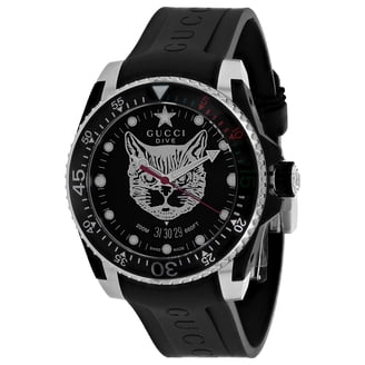 Gucci G-Timeless Black Dial Green Leather Strap Men's Watch