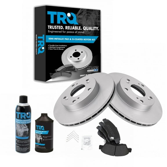TRQ Front Semi Metallic Brake Pad & Coated Rotor Kit w/Fluids for Civic RSX BKA24079 Fits select: 2006-2011 HONDA CIVIC HYBRID, 2011-2015 HONDA CR-Z