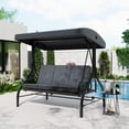 thumbnail image 1 of Lit Balançoire de Porche Extérieur Convertible à 3 Places avec Support - Auvent Réglable Résistant aux UV - Chaise Balançoire Rembourrée pour Adultes - Jardin, Cour Arrière, au Bord de la Piscine - Gris, 1 of 8