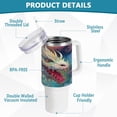 thumbnail image 4 of SKYSONIC 40oz Tumbler with Handle and Straw Lid Double Stainless Steel Vacuum Insulated Travel Mug for Hot Cold Water,Dragon, 4 of 7