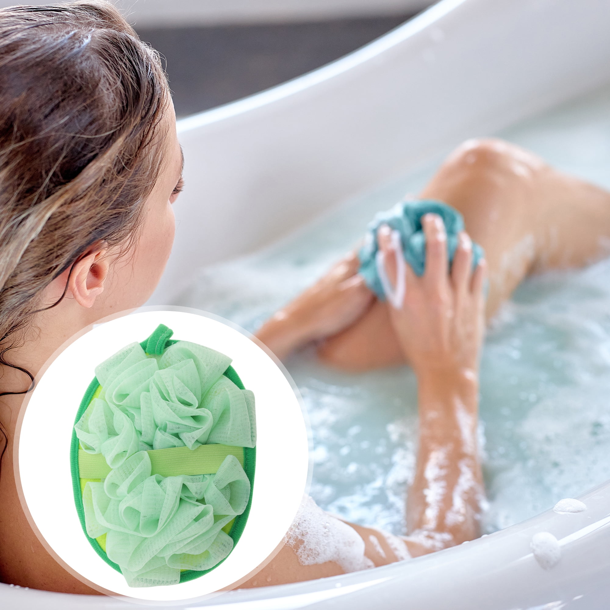 Unique Bargains Cartoon Bath Shower Loofah Sponge Green 1 Pc
