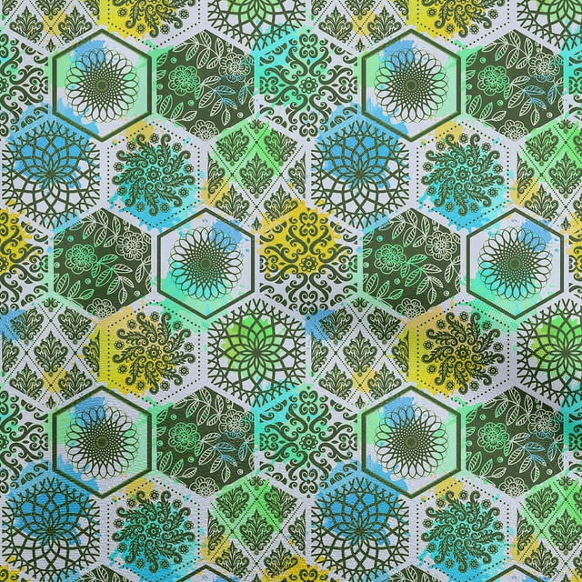 oneOone Tissu Popeline de Coton Sergé Turquoise Bleu Matériel de Robe Florale Tissu Imprimé Tissu au Mètre 56 Pouces de Large-X2