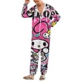 thumbnail image 2 of Kuromi And My Melody Unisex Onesie Pajamas Zipper Jumpsuit Hooded One Piece Sleepwear for Family Mens Womens, 2 of 8