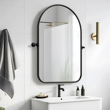 32"x24" Wall Mirrors Metal Frame Mirror Black Arch Mirror