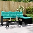 thumbnail image 1 of vidaXL Garden Sofa with Table and Cushions L-Shaped Black Poly Rattan, 1 of 5