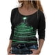 thumbnail image 1 of Blusa de manga larga con cuello redondo y estampado de árbol de Navidad para mujer Pompotops  FGAJ12611, 1 of 5