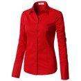 thumbnail image 2 of Doublju Women's Long Sleeve Slim Fit Button Down Dress Shirt (Plus Size Available), 2 of 5