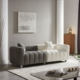 thumbnail image 7 of SZLIZCCC 87.4'' 3 Seater Velvet Sofa Loveseat , Modern Bubble Upholstered Couch with 2 Pillows and Metal Feet for Living Room Gray+White, 7 of 7