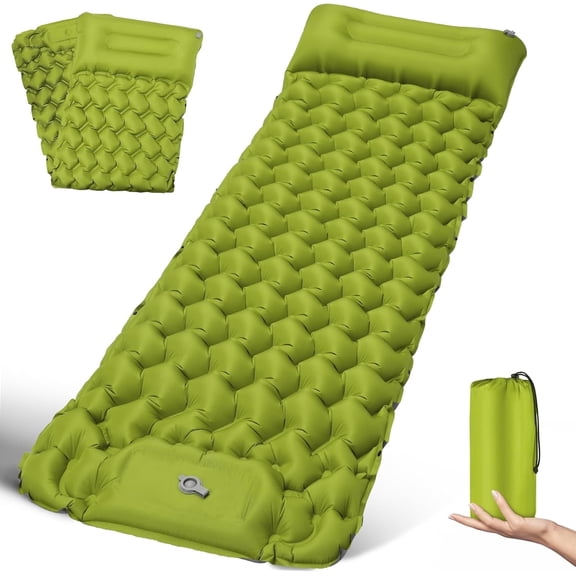 Camping Sleeping Pad Extra Thick Durable Camping Inflatable Sofa Bed Outdoor Beach Mattress with Pillow for Backpacking Hiking Traveling,-Green