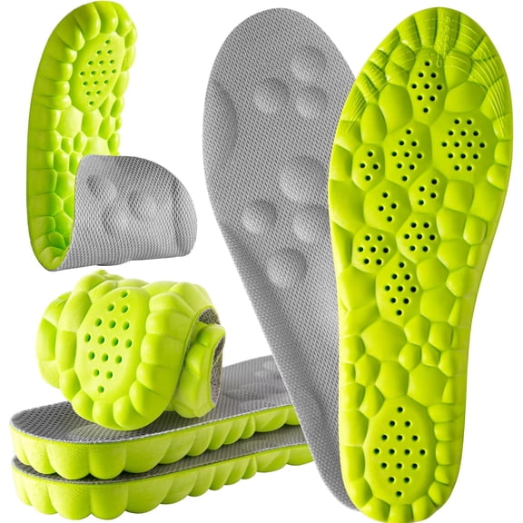 4D Cloud Insoles for Men and Women - Shock Absorption Inserts, Soft Anti-Fatigue, Relieve Foot Pain, Memory Foam Insoles for Shoes, Boots & Sneakers (Orange, Men: US 7-10/ Women: US 8.5-12)