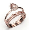 thumbnail image 3 of Beautiful Art Deco 2.25 Carat Pear Cut Affordable Morganite And Diamond Moissanite Engagement Ring, Classic Wedding Ring, Two Matching Band in 925 Sterling Silver With 18k Rose Gold Plating, 3 of 4