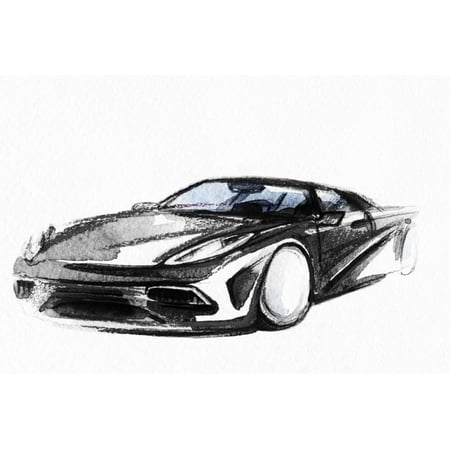 Car Art Sketch Sport Car Pencil Drawing Print Wall Art