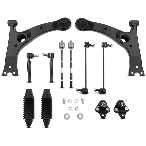 A-Premium 12Pcs Front Suspension Kit Control Arm and Ball Joint Assembly Sway Bar Link Tie Rod End Compatible with Toyota Corolla 2003-2008