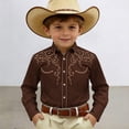 thumbnail image 2 of Byoo Big Boys Summer Vintage Western Button Down Shirt Embroidered Cowboy Casual Long Sleeve Tops, 2 of 4