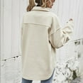 thumbnail image 5 of Defitshape Women's Fashion Shacket Coat Shackets Shirt Tops Button Down Jackets Outerwear Comfy Fall Cream Large, 5 of 5