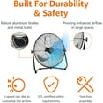 thumbnail image 2 of 20" High Velocity Industrial Cooling Floor Fan with 3 Speeds, Tilt Head, ETL-Listed Safety Compliance, Metal Housing and Blades, for Commercial Space/Garage/Gym, 125W, Black, 2 of 6