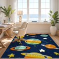 thumbnail image 3 of Design&I 4'x6' Washable Area Rug Flatweave Daily Traffic Ready Galaxy Rocket Comet Map Rings Field Chart Nebula Motifs Astronaut for Dorm Room, Living Apartment, 3 of 7