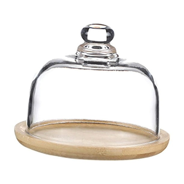 Soporte para pasteles con cúpula de cristal, bandeja para servir postres, bandeja para exhibir pan para pasteles para pastel de 2 pulgadas