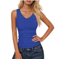 thumbnail image 2 of Ribbed Tank Top for Women Sleeveless V Neck Fitted Basic Top Soft Stretch Casual Slim Fit Solid Color Summer Layering Shirt for Daily Wear Gym Workout,Blue L, 2 of 6
