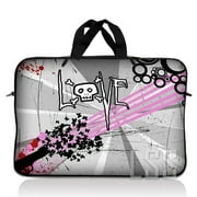 LSS 17 inch Laptop Sleeve Bag Carrying Case Pouch with Handle for 17.4" 17.3" 17" 16" Apple MacBook, Acer, Dell, Love Skull Floral
