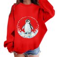 thumbnail image 2 of ZHOGXU Boys Girls Penguin Seashell Ocean Graphic Pullover Sweatshirt Long Sleeve O Neck School Top For Kids Casual Loose Fit Everyday Wear,Red,3-4 years, 2 of 4