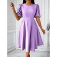 thumbnail image 6 of Elegant Midi Dress with Pockets for Women, Crew Neck, 3/4 Sleeve, A-Line Cocktail Party Dress, 6 of 9