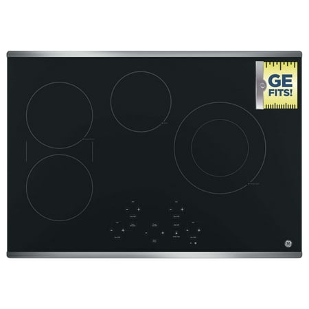 GE - 30" Built-In Electric Cooktop - Stainless steel on black